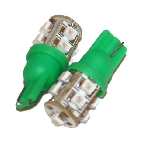 Coppia 2 Lampade Led T10 Con 9 Smd 3528 Colore Verde Green 12V 1W