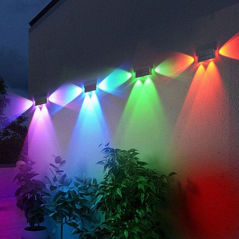 Lot de 4 lampes solaires colorées pour clôture, jardin, terrasse, marches et appliques murales. (1/5)