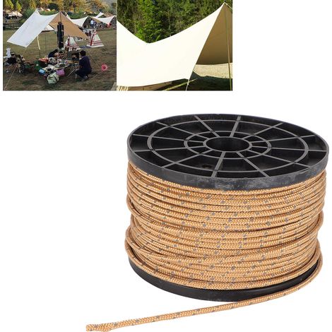 Corde de jardin kaki haute densité de 50 m, corde de camping réfléchissante haute résistance, corde coupe-vent pour bâche, corde pour parapluie, corde de traction (1/5)