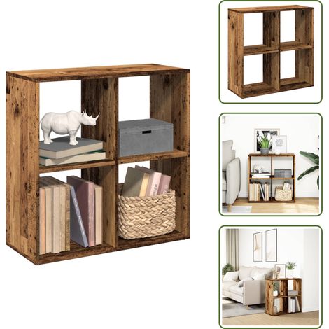 The Living Store Raumteiler-Bücherregal Altholz-Optik 69,5x29x69,5 cm - Bücherregal (1/5)