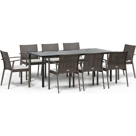 Maison Exclusive - Juego comedor jardín 9 piezas y cojines ratán (1/5)