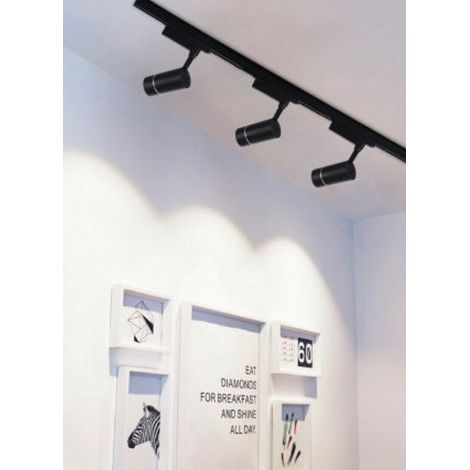 TrAdE Shop Traesio - Faro Proiettore Binario 30w Led Cob Luce 6500k 3000k 4000k Faretto Nero F30w-07h - -Bianco Naturale -