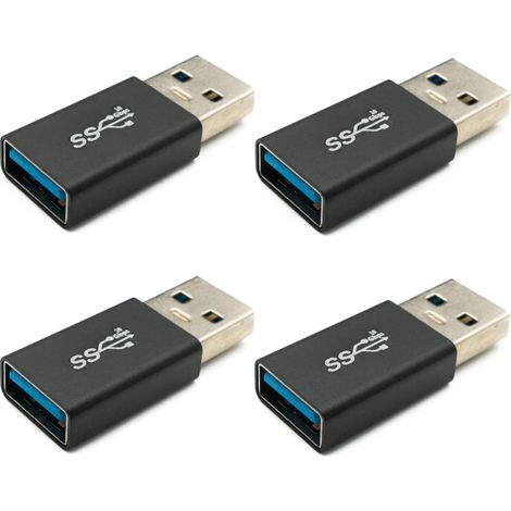 Adaptador de extensión USB-A hembra a USB-A macho 3.0 de 5 Gb/s (4 unidades, color negro) (1/5)