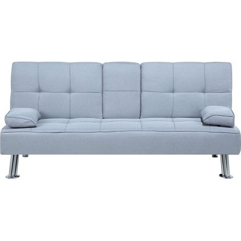 Sofá cama gris claro 3 plazas mesa abatible click clack Roxen (1/5)