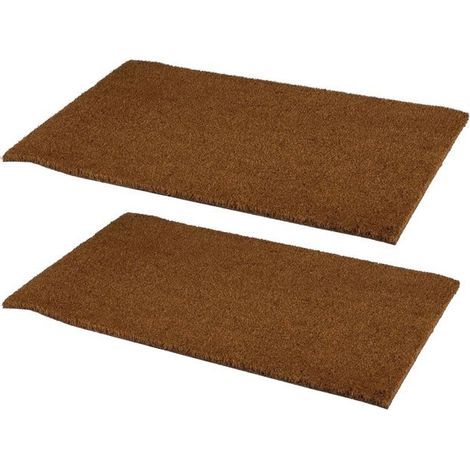 Paillasson antidérapant - JUANIO - 75x45 cm - Lot de 2 - Fibre de coco - Marron (1/5)