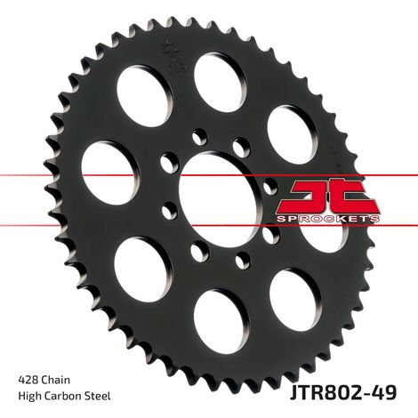 Pignon arrière JT 802 49 pour Suzuki Ts 90 '72, Gt 100 '76, Rm 80 '80-81, Rv 90 '73-77, Kawasaki Kzr 100, Ke 100 '80, (80249Jt) (Chaîne 428) (1/3)