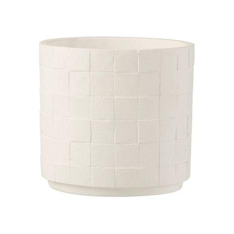 Cache-pot en poterie blanc effet facettes D14H13cm – Pour plantes ou rangement – Fabriqué au Portugal – Design épuré et moderne – Jolipa (1/4)