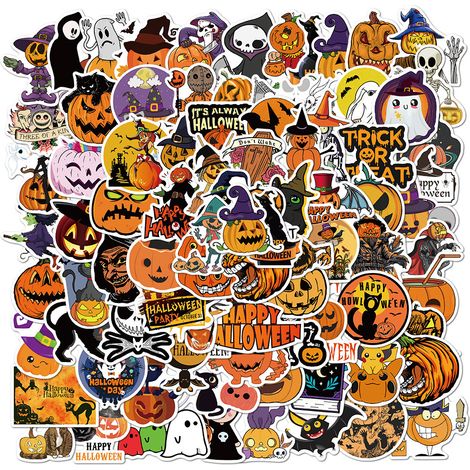 CSPARKV Halloween Stickers, 100Pcs Halloween Stickers for Water Bottles, Non-Repeating Aesthetic Vinyl Stickers, DIY Crafts, Halloween Decorations, Party Favors, Gifts (1/5)