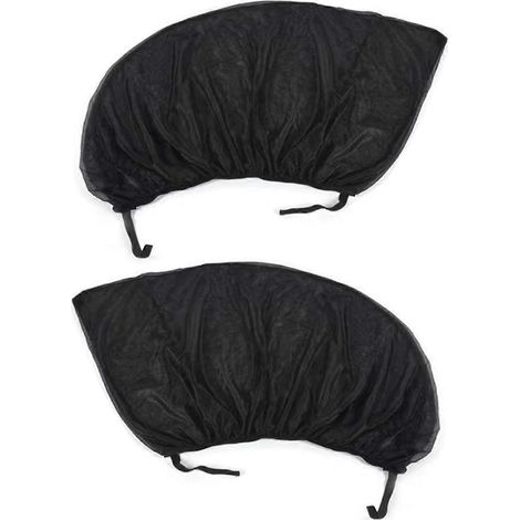 Paire de rideaux pare-soleil de voiture, moustiquaires noires en maille pour vitres latérales et arrière. (1/4)