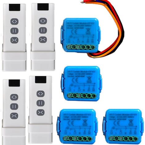 Interrupteur Volets Roulants WiFi avec Télécommandes RF et Module Récepteur, Contrôle Électrique pour Rideaux et Volets, 433 MHz Module de Commande Minuteur, Compatible Smart Life (1/5)