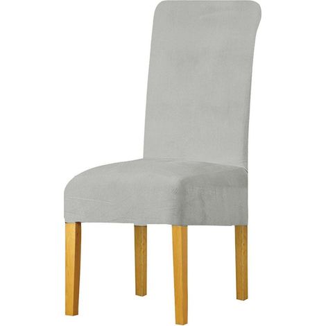 Stuhlhussen 4er Set, Samt, Stretch, abnehmbar, waschbar, hellgrau (1/5)