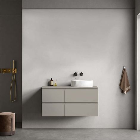 Mobile bagno sospeso reversibile 100 cm Grigio Cenere per Lavabo d'appoggio Senza Specchio - Fiji Paint Top (1/4)