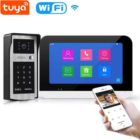 Tuya Kit Videocitofono Smart WiFi con Telecamera e Monitor da 7 Pollici (1/5)