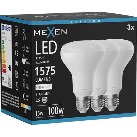 Mexen Nova 3x Ampoule LED E27, R80, 15W, Neutre - 4000K, 1575 lm - L105-E27-1540-01x03 (1/5)