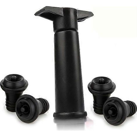 Pompe Vacu Vin noire avec bouchons Wine Saver – Préserve la fraîcheur du vin (1/5)