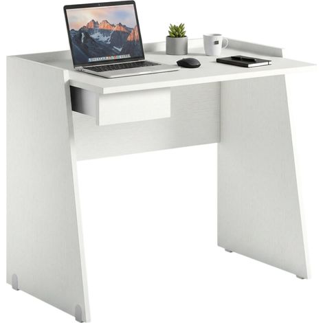 Dmora Scrivania Calendula, Scrittoio moderno con cassetto, Tavolo da studio o ufficio porta PC portalibri, 100% Made in Italy, Cm 90x60h80, Bianco, con imballo rinforzato