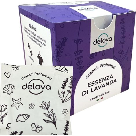 eRicambi, Granuli Profumati Delova Profumazione Lavanda, 6x35gr: Versatili, Made in Italy - Freschezza Assicurata per Casa, Auto, Armadi e per Aspirapolvere