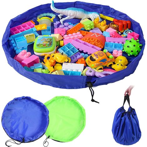 2 PièCes Sac Rangement Jouet Avec Cordon Et Fermer Facilement Rangement Portable Tapis Enfant Pliable RéSistant Tapis Jeu Enfant Jouet Nettoyage Rapide Pour GarçOns Et Filles Vert Bleu (1/5)