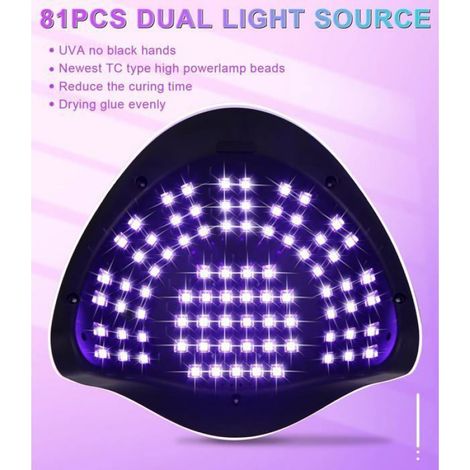 Lampe UV LED Ongles Gel - 380W Professionnel Sèche Ongles Automatique - 81 LED Lampe - Grand LCD Ecran - 4 Minuterie 10/30/6 (1/4)