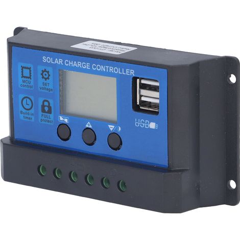 Solar-Laderegler mit LCD-Display, automatischer Erkennung, 5V Smart, 2 USB-Anschlüssen, 20A, 12V/24V (1/5)
