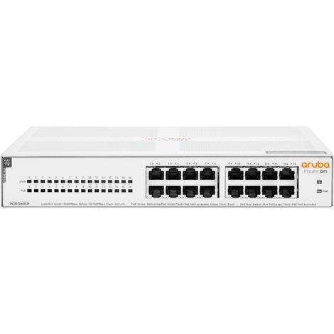 Aruba Instant On 1430 16G Class4 PoE 124W No administrado L2 Gigabit Ethernet (10/100/1000) EnergÍ­a sobre Ethernet (PoE) 1U Blanco