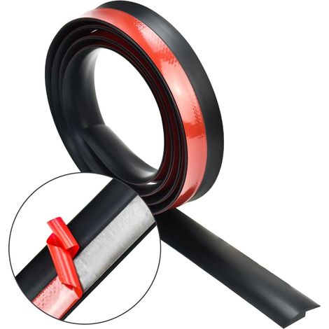 1 Bande de Bordure Moquette 2m PVC, Profilé de Transition Auto-adhésif Noir, Pour Sol et Tapis (1/5)