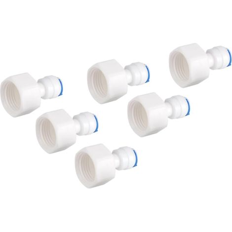 6Pcs Purificateur d'eau Accessoires Femelle Adaptateur 1/4 Tube OD à 1/2 Femelle Poussée en Rapide Connecteur pour Filtre À Eau Osmose Inverse (1/5)