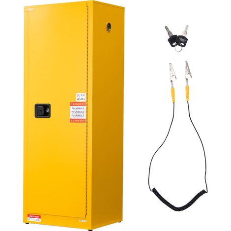 Armoire de Sécurité pour Produits Inflammables de 87 L 59 x 46 x 165,1 cm, Armoire Coupe-Feu pour Liquides Inflammables en Acier Laminé à Froid et Galvanisé, avec Étagère Réglable, Jaune (1/5)