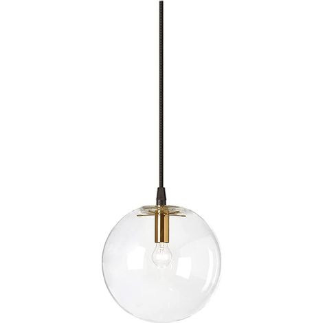 MINKUROW Industrielle Leuchte E27 Transparent Pendelleuchte Messing Gold Kopf Innen Glanz Aufhängung Wohnzimmer (20cm) (1/5)