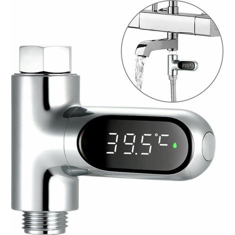 Compt d'eau à affichage LED Thermomètre de douche numérique Monit de température de bain Compt de température de l'eau avec plage de 585¡æ ¡æ/¨H (1/5)