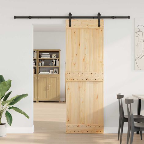 vidaXL Porta scorrevole NARVIK Naturale e Nero 70 x 210 cm (213,5