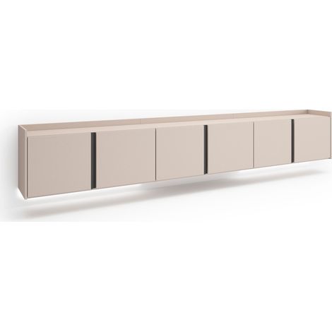 Skraut Home - Mobile TV Soggiorno, Ampio spazio a disposizione, 309x35x50cm, Per TV fino a 80", Sospeso, da appendere, LED, Stile moderno, Beige (1/4)