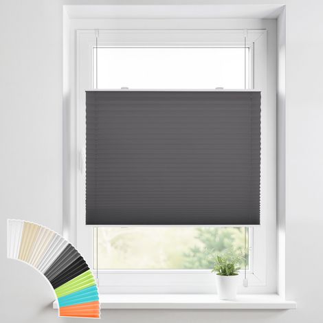 aubor Plissee Klemmfix ohne Bohren Jalousien, Anthrazit, 85x100cm(BxH), Plisseerollo Fensterrollo mit Klemmträger, Faltrollo Klemmrollo Sicht-und Sonnenschutz Rollos für Fenster & Tür (1/5)