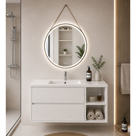 Bathroom cabinet with basin ORIGENBATH ZEUS without mirror 70x45 cm right white nordico (1/5)