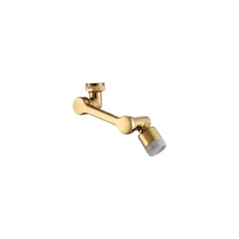 Aireador de grifo giratorio de 1080 grados, rociador universal de 2 funciones, extensión de grifo, latón, oro cepillado - Crezuo (1/4)