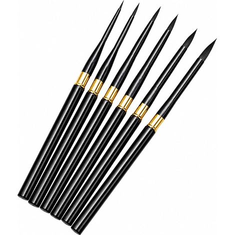 Lot de 6 Pinceaux - Nylon et Aluminium - Précision Fine - Peinture Acrylique et Aquarelle - Adulte et Loisir Créatif (1/5)