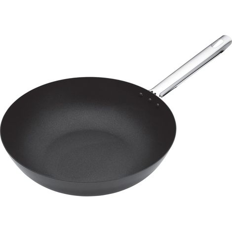 Wok Professionale Aster in Acciaio Carbonio Nero 30 cm (1/4)