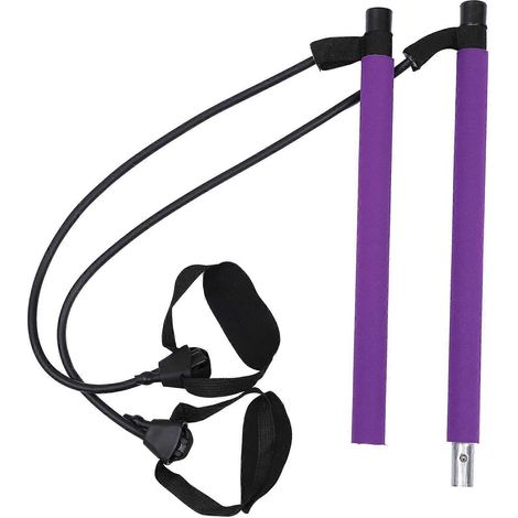 Barre de Pilates portable, longueur réglable, équipement de fitness, barre de yoga (violette) (1/3)