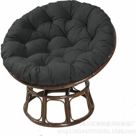 Coussin rond pour fauteuil papasan, assise de jardin, coussin de rotin, rembourrage pour chaise suspendue, (Noir, 100x100 cm) - sans structure (1/5)
