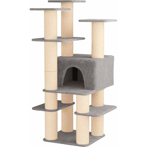 Árbol para gatos con postes de sisal Gris Claro 161 cm vidaXL (1/5)