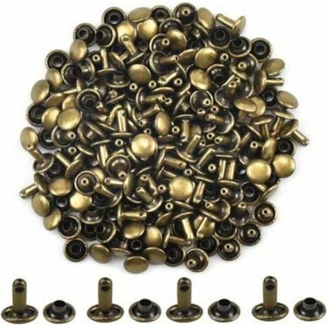 100 Set Rivets en Cuir Double Rivet Tubulaire Rivet Clous Goujons de Double Casquette en Mtal de Tte Rond Plate pour DIY Odipie (1/5)
