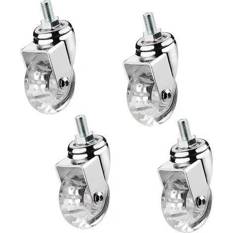 roulettes Transparent pour Meubles Tige Filetée M8 roulettes Pivotantes 35/50mm roulettes Petites avec Frein pour Table Basse, Chariot(4 Rotation,2in-M8) (1/5)