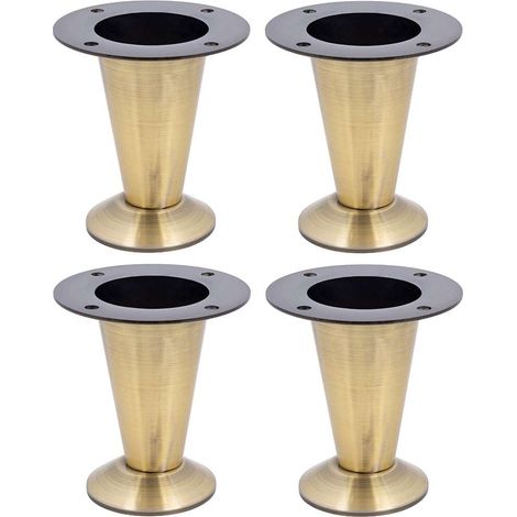 Cyclingcolors – Pieds de meuble laiton vintage non ajustables – Base conique à visser – Finition laiton vieilli – Hauteur 102mm – Pour meubles rustiques