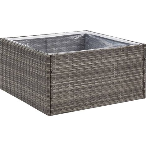 Blumenkasten Grau 80x80x40 cm Geflochtene Kunststoffe