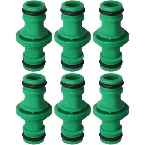 6 Pièces Double Connecteur de Tuyaux, Double Mâle Tuyau Connecteur Plastique Raccords de Tuyau pour Rejoignez le Tube de Tuyaux de Jardin (Vert) (1/3)