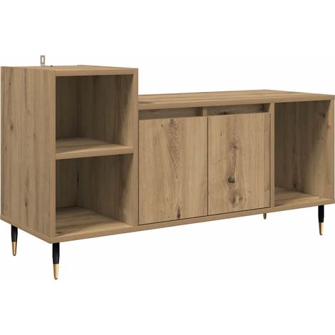 Meuble TV rectangle moderne rangement 100 x 35 x 55 cm en bois d'ingénierie chêne artisanal (1/5)