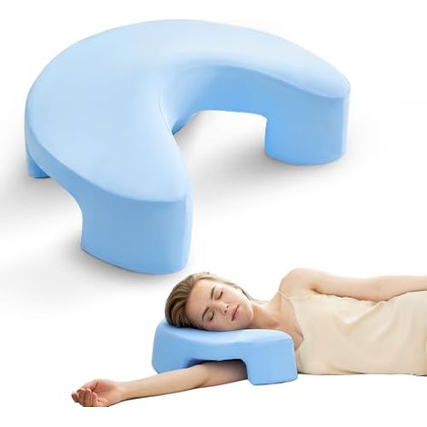 Almohada ergonómica para dormir de lado con sisa – Almohada ortopédica de espuma viscoelástica para el cuello y los hombros – Almohada, boca arriba y boca abajo – Funda lavable