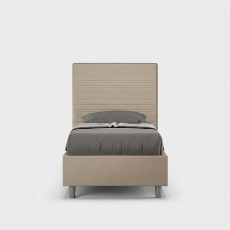 Einzelbett mit Stauraum 80x190 Kopfteil Kinderzimmer modern Focus S - Beige