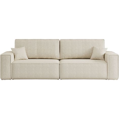 Divano 3 posti KARL con apertura rapida – funzione letto, tessuto bouclé beige, divano-letto per soggiorno, comfort premium