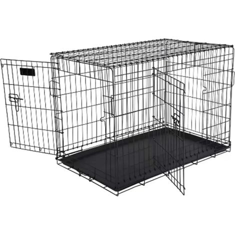 Cage métal grillagée avec plateau noir 107x70x75cm (1/3)